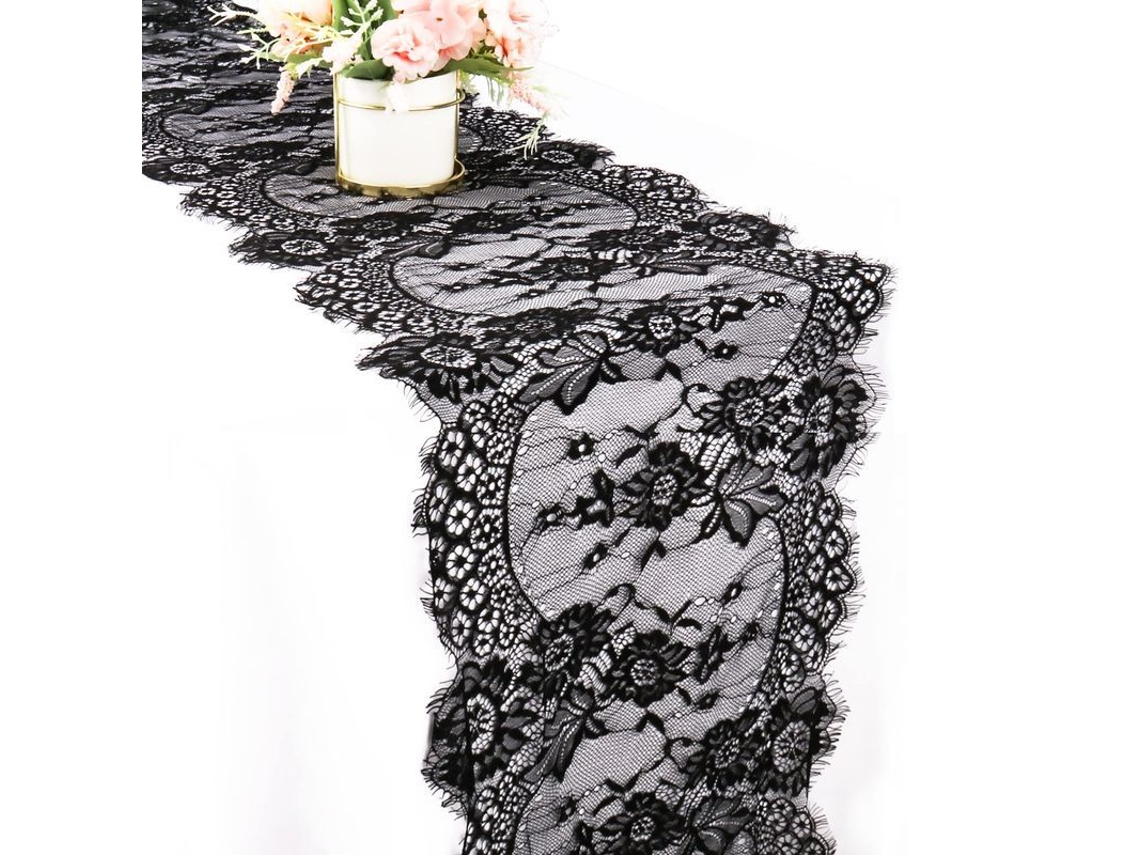 2026-44825-runner De Mesa De Encaje Negro 2 Paquetes 36x300 Cm Para Decoración De Fiestas Linjou