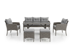 Sofa + Mesa + 2 Sillones + 2 Pufs Ratan Pe Sebas. Muebles De Jardin Y Terraza, Ratan Gris