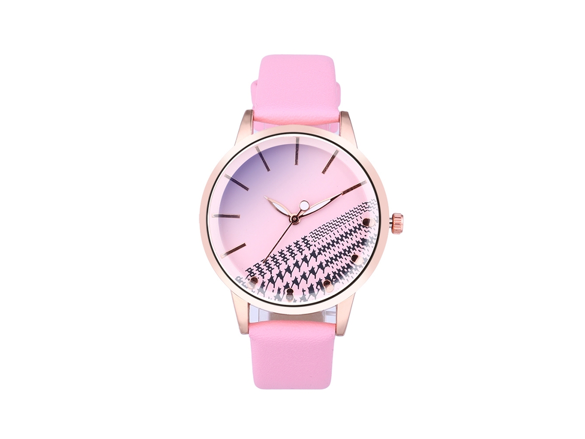 Reloj De Pulsera De Cuarzo Para Mujer Con Esfera Redonda, Elegante, Informal, Rosa.