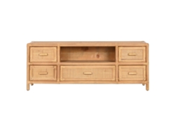 Mueble Tv Abeto Ratán 5 Cajones Natural 120x30x45cm