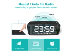 2026-reloj Despertador Digital 5.1'' Con Radio Fm, Espejo, 3 Niveles De Brillo, Modo Oscuro Y Reposo Para Dormitorio