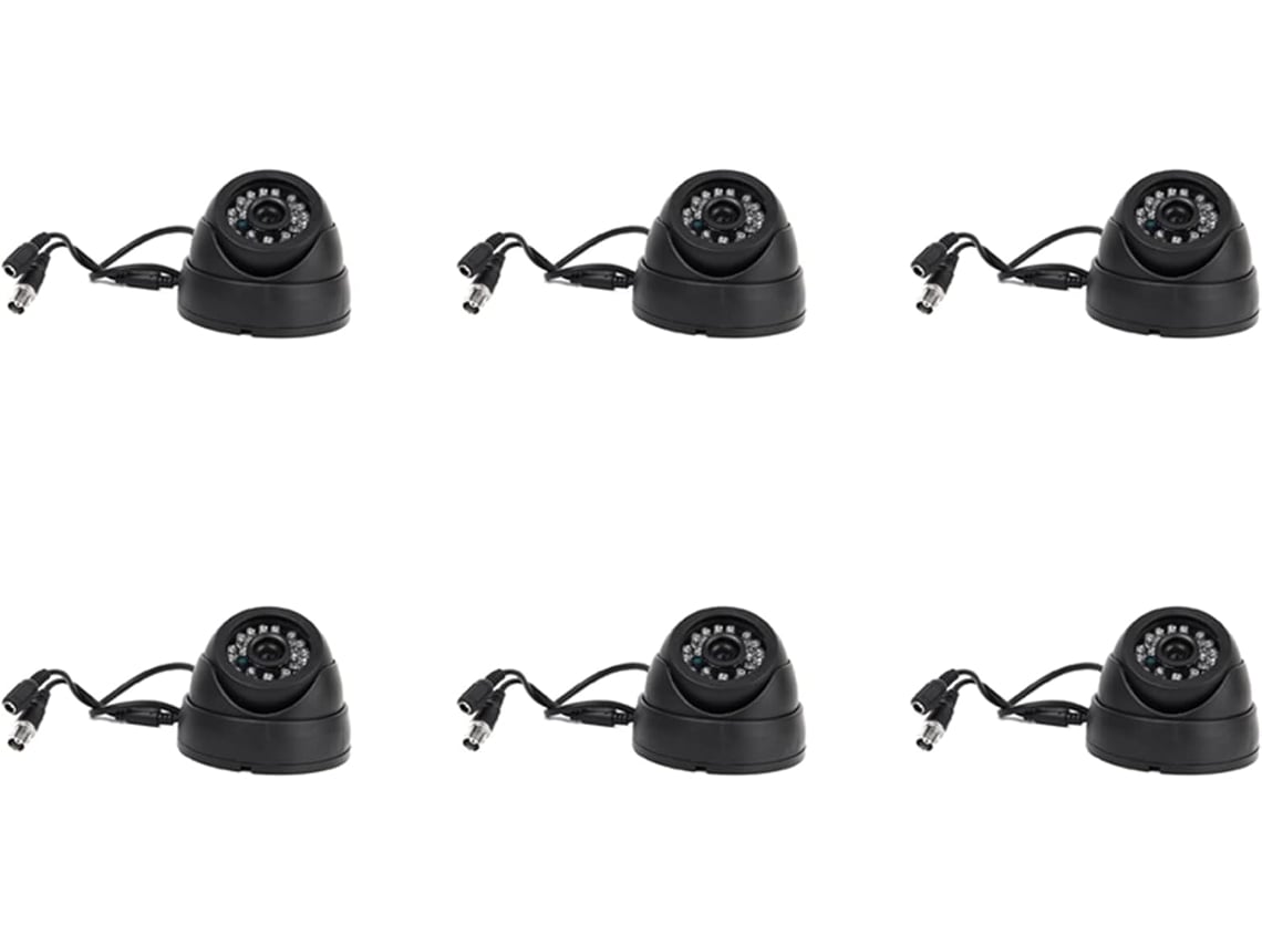 6 Cámaras De Vigilancia Negras Pal De 1/3 De Pulgada Cmos 700tvl 24 Led Ir