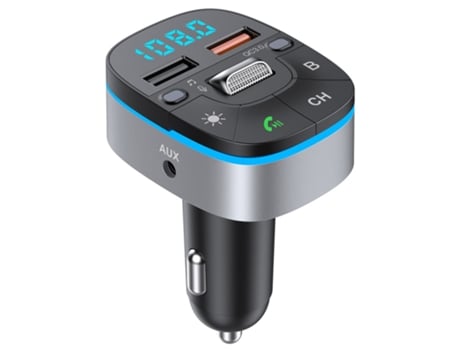 Transmisor FM Bass AUX Receptor de audio Dual USB QC3.0 Cargador de coche de carga rápida Reproductor de MP3 Manos libres Bluetooth Car Kit (Negro)...