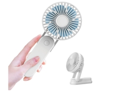 Ventilador de mano, pequeño ventilador portátil, mini ventilador recargable a batería, 3 velocidades con banco de energía Yizhood (blanco)