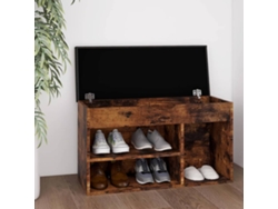 Banco Zapatero Organizador con Cojín Contrachapado 80X30X47 Cm Roble Ahumado