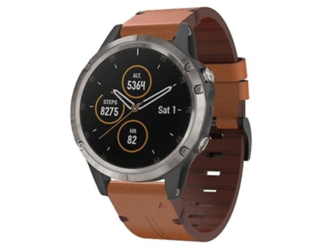Correa Smartwatch Para Reloj Garmin Fenix 5 De 22 Mm Con Hebilla De Acero Y Cuero Marrón VENISYMLIS