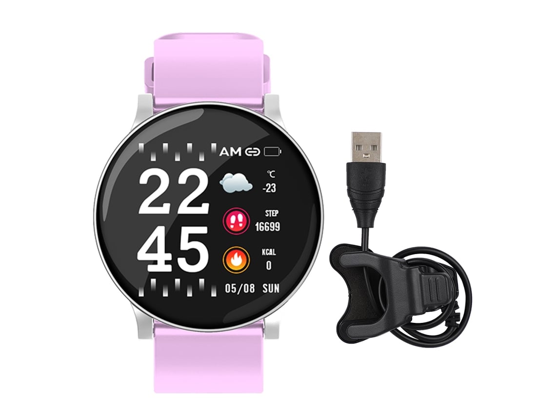 Pulsera Inteligente Deportiva W8 Ip67 Resistente Al Agua Púrpura Ritmo Cardíaco Pronóstico Del Tiempo Bluetooth