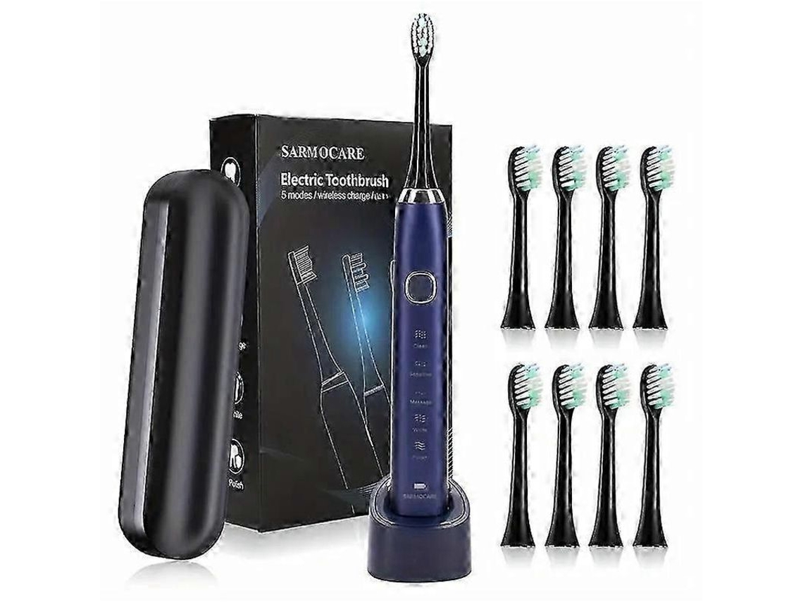 Cepillo De Dientes Eléctrico Sónico Sarmocare S100, Recargable Por Usb, Resistente Al Agua, Con 8 Cabezales.