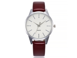 Reloj De Pulsera Vansvar Para Mujer, De Piel Sintética Con Movimiento De Cuarzo, Estilo Moderno, Color Rojo.