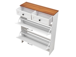 Zapatero Succebuy con 2 puertas y 2 cajones, 800 x 240 x 1050 mm, blanco y nogal