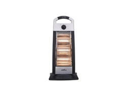 Estufa Eléctrica 1200w Negro Plata 3 Potencias Oscilante 3 Elementos Asa Antivuelco 62x28x24cm Candente