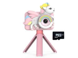 Cámara digital Eifson con trípode, pantalla HD de 1080p, 2 pulgadas, tarjeta de 32 g (Monstruo rosa)