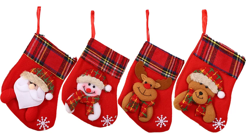 Nuevas medias navideñas con campana a cuadros Sizevayotoy