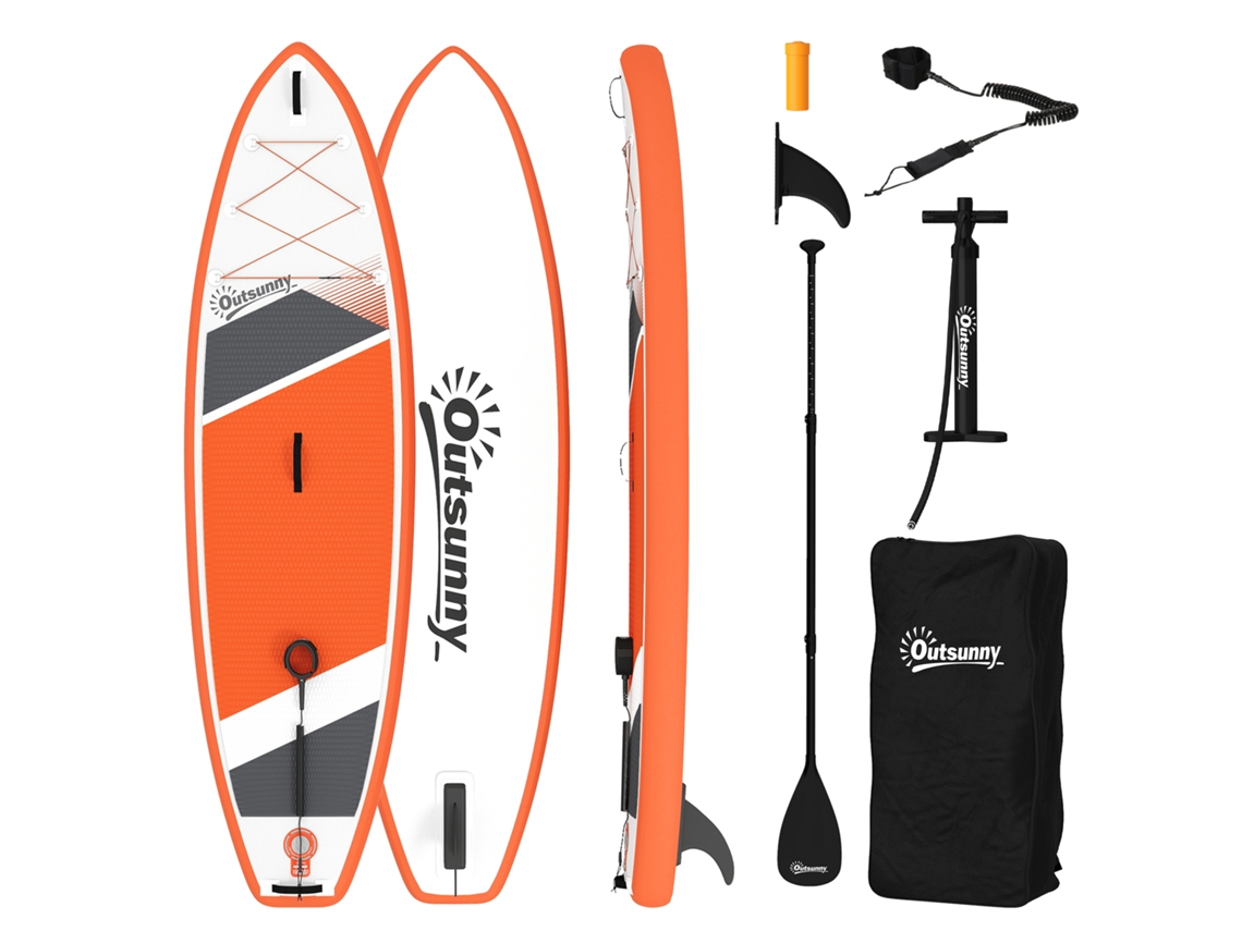 Tabla De Sup Hinchable Con Asiento Y Remo, Accesorios De Plástico Eva, 320x82x15cm, Naranja.