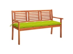 Banco de jardín de 3 plazas con cojín de 150 cm en eucalipto macizo, Dkd Home Decor
