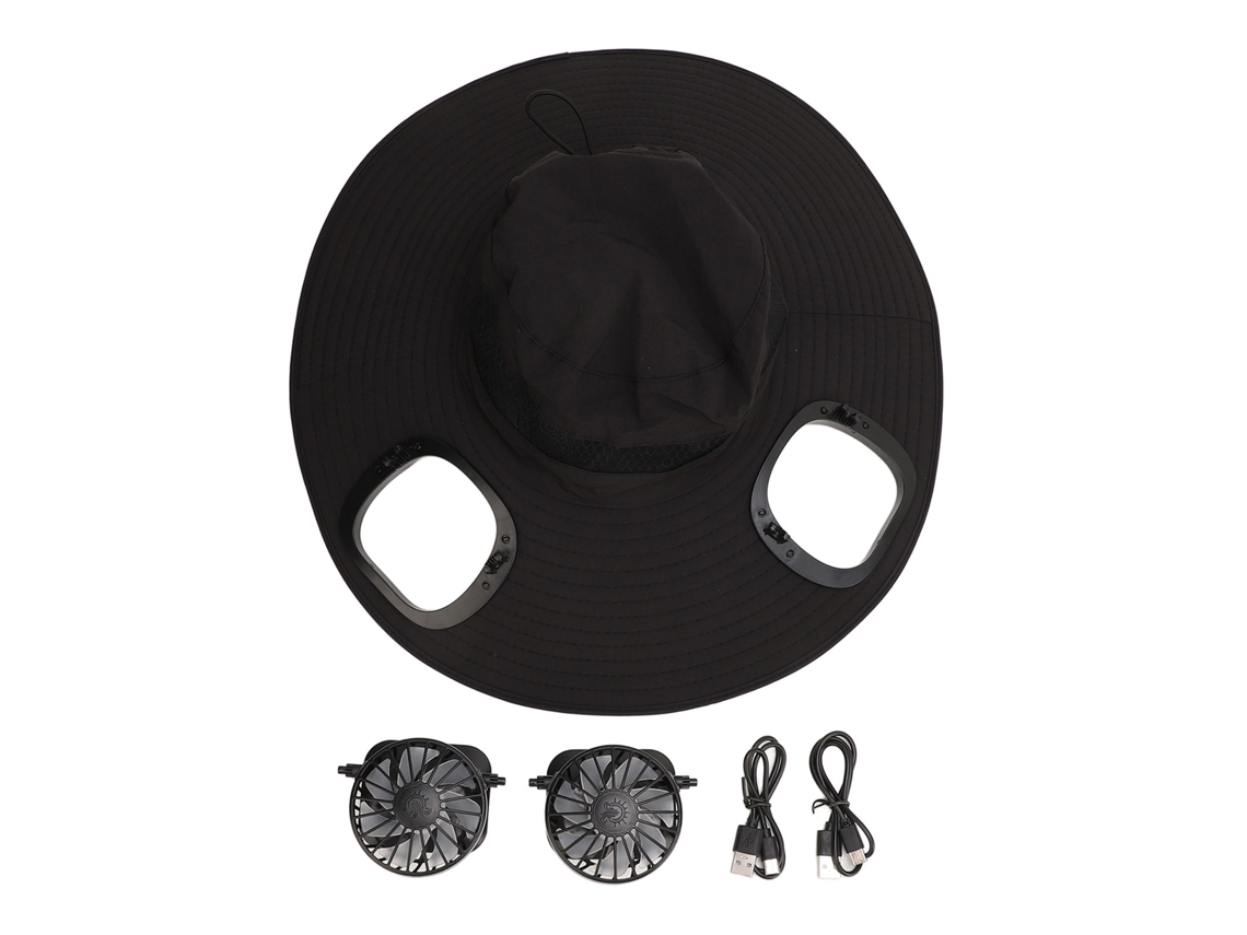 Sombrero De Sol Para Hombre Con Ventilador Ajustable De 3 Velocidades, Upf50, Traje De Pesca, Negro