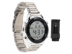 Reloj Digital Multifuncional Para Hombre, Resistente Al Agua Hasta 50 M, Luz Nocturna Led, Color Plata.
