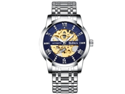 Reloj Mecánico Automático Esqueletizado (azul Plateado), Reloj De Pulsera Casual Y Elegante Para Hombre.