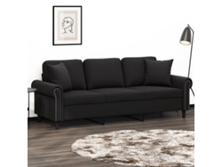 Sofá De 3 Plazas Con Cojines Terciopelo Negro 180 Cm