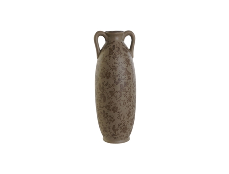 Jarrón HOME ESPRIT Marrón Verde Gres Hoja de planta 13 x 13 x 35 cm