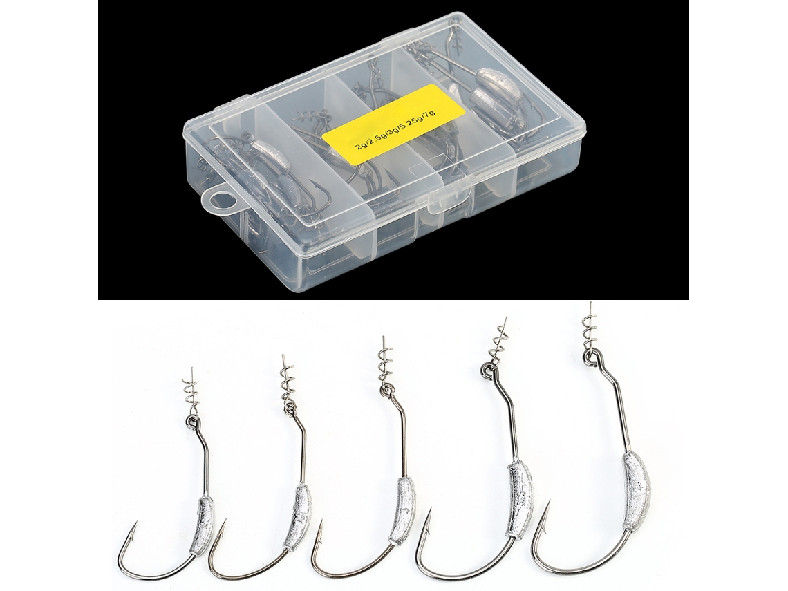 26pcs Anzuelos De Pesca Con Peso Barbados Afilados Accesorios De Pesca Para Carpintero Bait Holder