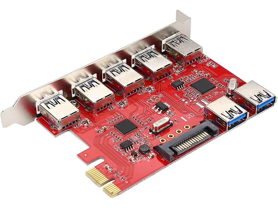 Adaptador De Tarjeta De Expansión Pci E De 5 Puertos Con Puerto Usb 3.0 Integrado Y 2 Puertos Rj45.