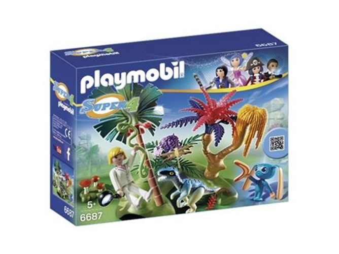 PLAYMOBIL Super 4: PLAYMOBIL 6687 - Isla Perdida con Alien - 6687 (Edad Mínima: 60 - 5 Piezas)