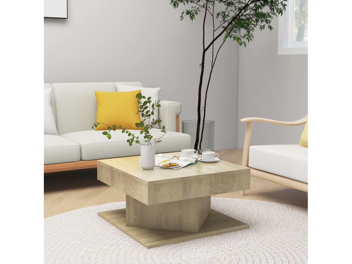 Mesa de centro de 57x57x30 cm, madera de roble, derivados de Sonoma HARLANV1