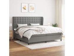 Cama Box Spring Con Colchón Tela Gris Oscuro 200x200 Cm