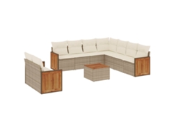 Maison Exclusive - Juego De Sofás Jardín Con Cojines Beige 10 Pzas Ratán Sintético