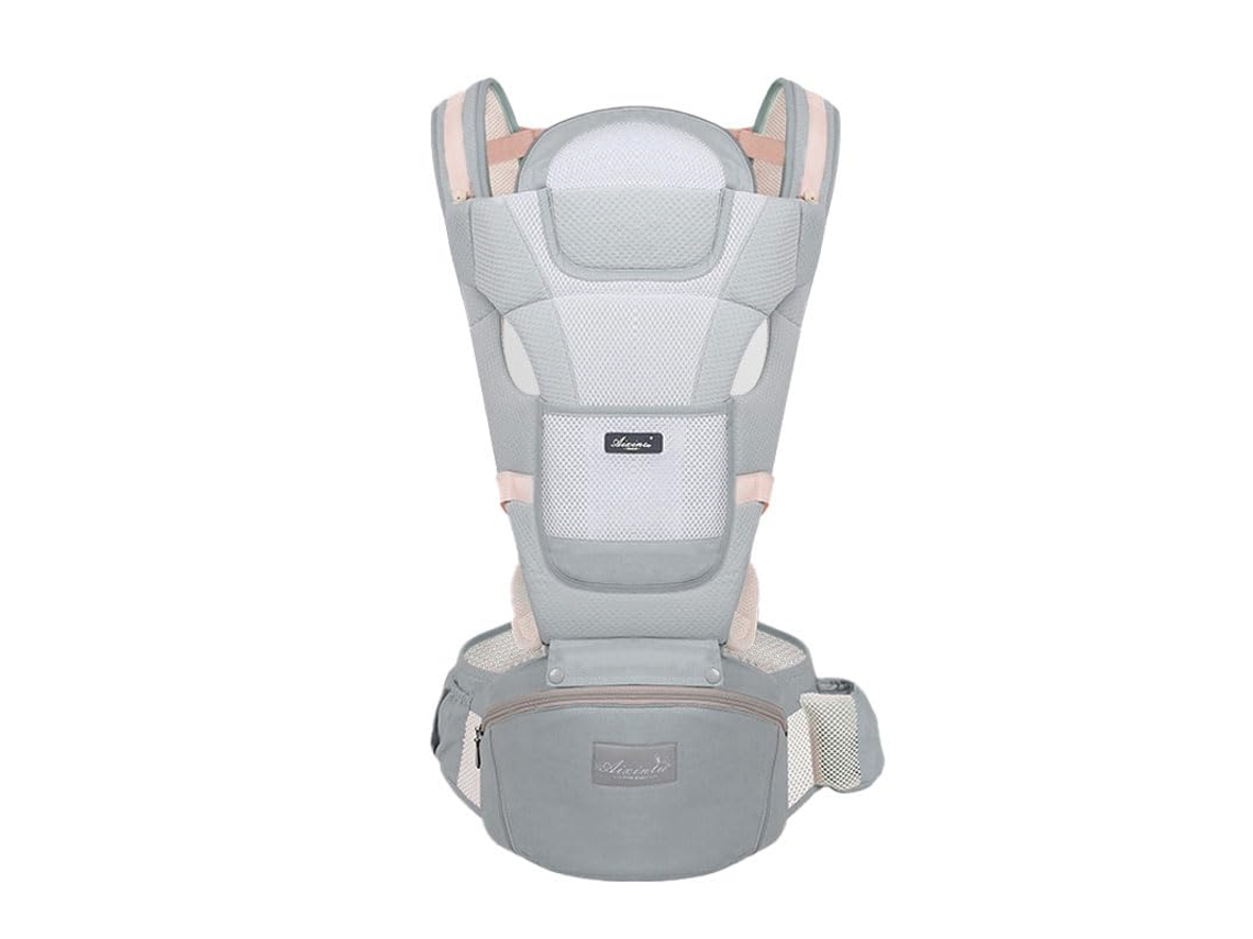Portabebés ergonómico y transpirable con asiento de cadera para bebés de 0 a 36 meses, gris Digitallab