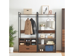 Conjunto de 2 percheros Larem con 2 cajones y 6 compartimentos - Negro/Efecto Nogal [EN.CASA]