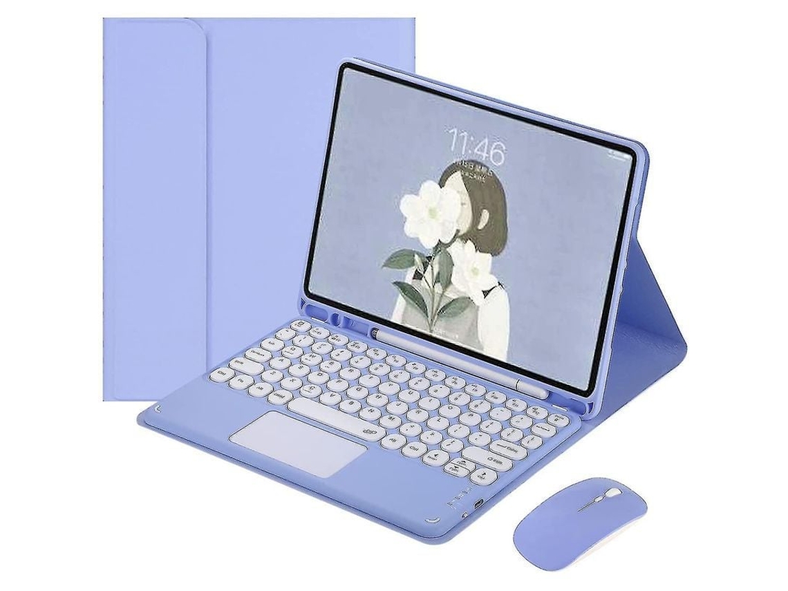 Fasst-funda Con Teclado Bluetooth Y Ratón Para Ipad 6ª/5ª Gen, Pro 9.7, Air 2 - Teclas Redondas, Trackpad, Soporte Pencil, Tpu Suave