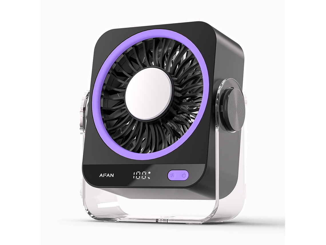 Ventoinha Portátil Com Sensação De Gelo, Ventoinha Pessoal Recarregável Com Visor Digital, 5 Modos Ajustáveis, Preto Gertiz