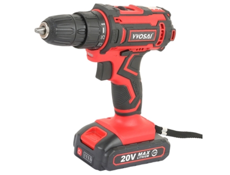 Destornillador eléctrico inalámbrico VVOSAI WS-3020-A1, 20 V, 3/8 pulgadas, tamaño de portabrocas, 2 velocidades, 1,5 Ah, paquete de batería con ca...