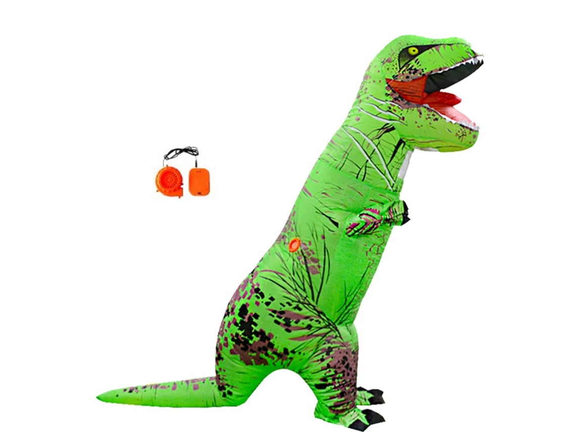 Ats-disfraz De Dinosaurio Halloween Inflable Verde Tyrannosaurus Cuto Para Niños Y Adultos Impermeable