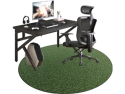 Alfombrilla protectora para silla de oficina, de tela, para suelo de baldosas de madera, azul, redonda, 80 cm.