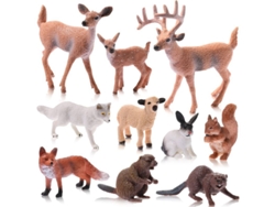 10 Figuras En Miniatura De Animales Del Bosque: Animales Realistas Del Bosque.