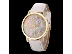 Reloj De Pulsera Unisex Zhoulianfa Fashion Business Con Correa De Cuero Blanco.