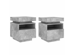 Maison Exclusive - Mesitas De Noche Con Luces Led 2 Uds Gris Hormigón 40x39x48,5cm