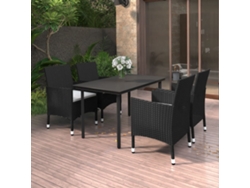 Juego de comedor de jardín de 5 piezas con base de mimbre y cojines de cristal de DKD Home Decor