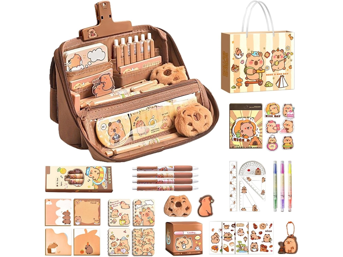 Estuche adorable | Estuche con forma de capibara, artículos de papelería adorables, útiles escolares, cuadernos Vayotoy