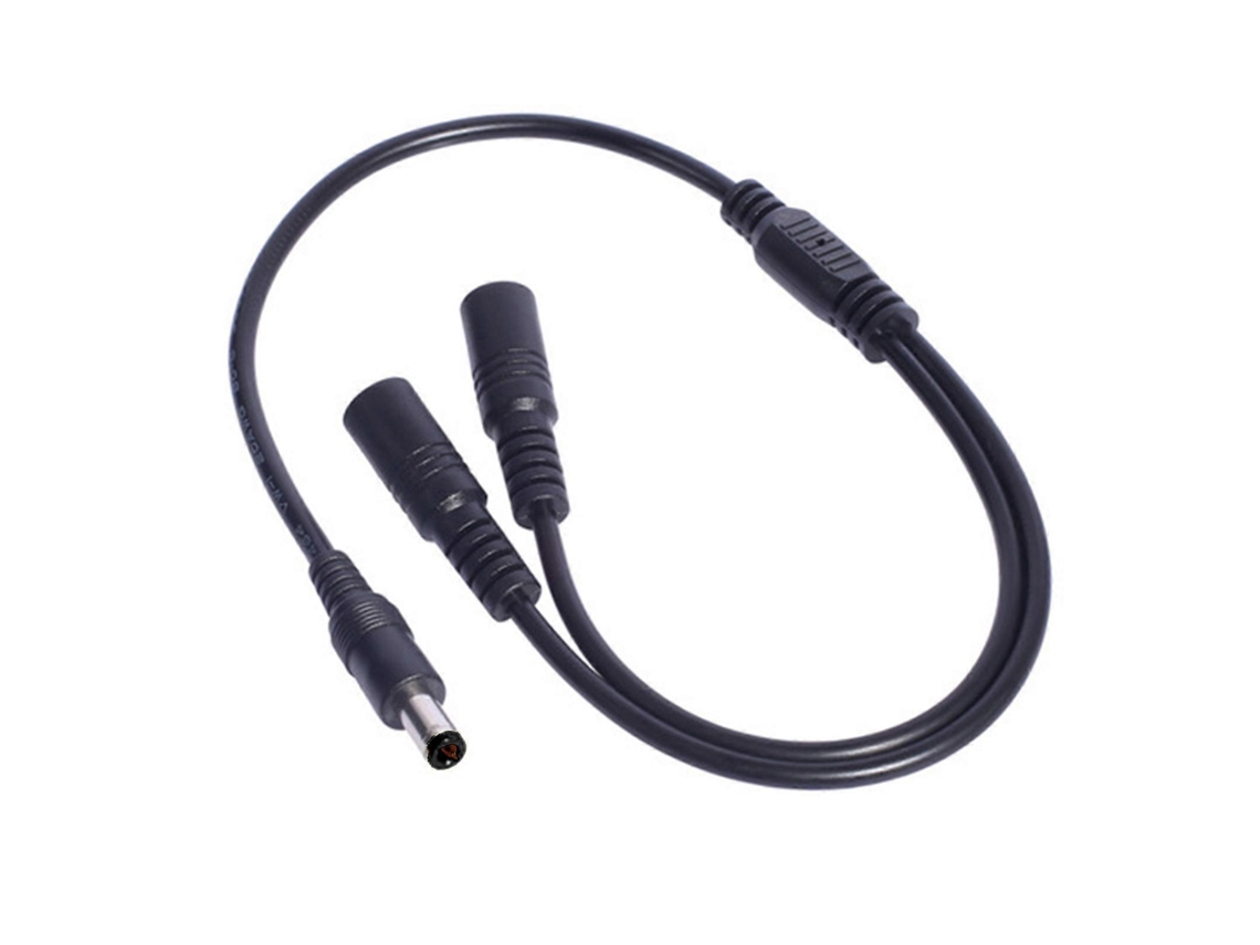 Cable de alimentación en forma de Y con 2 conectores (5,5x2,1mm) para cámaras de seguridad y monitores LALAMOLI (1 hembra a 2 machos).