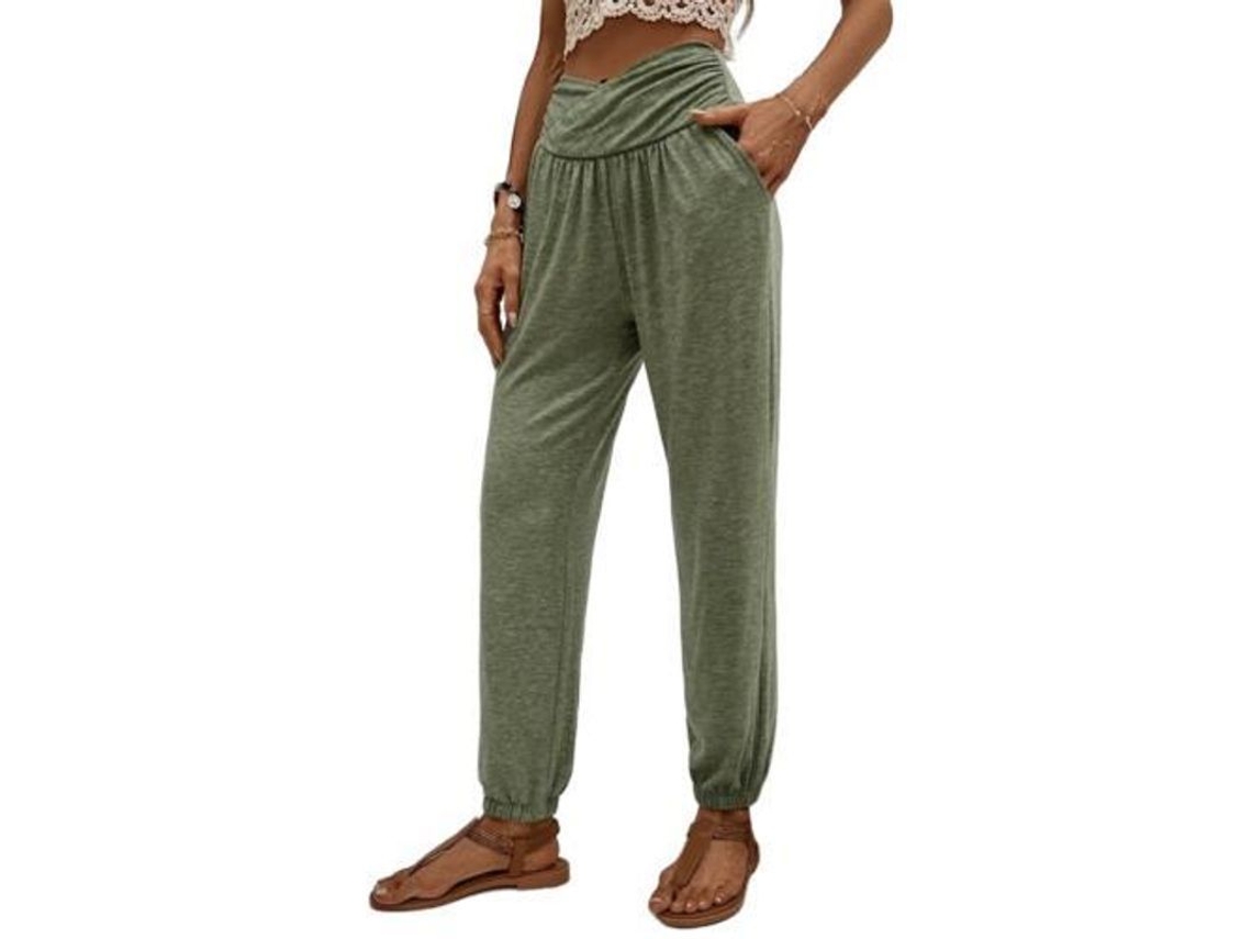 2026-pantalones De Yoga Para Mujer Sueltos Con Bolsillos Para Ejercicio Y Pijama Deportivos Cómodos L Verde Ejército
