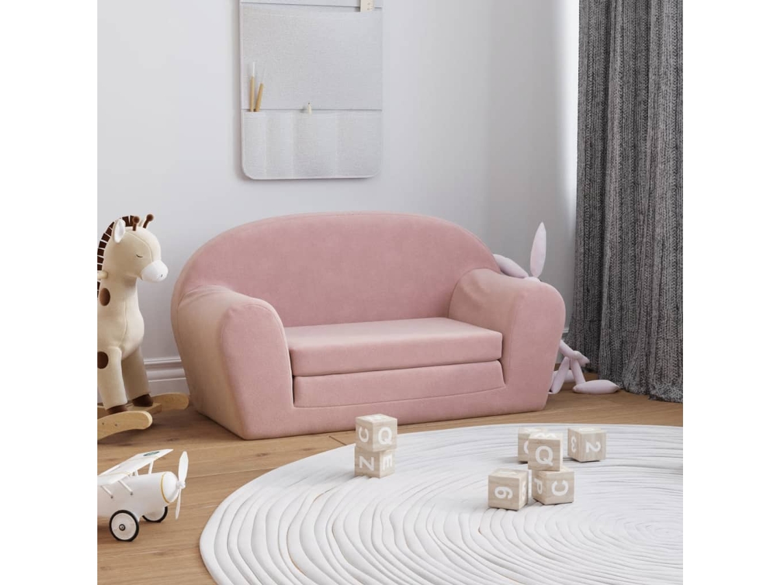 Sofá cama convertible de felpa Lovely Home, tela rosa (84 x 34/84 x 34)