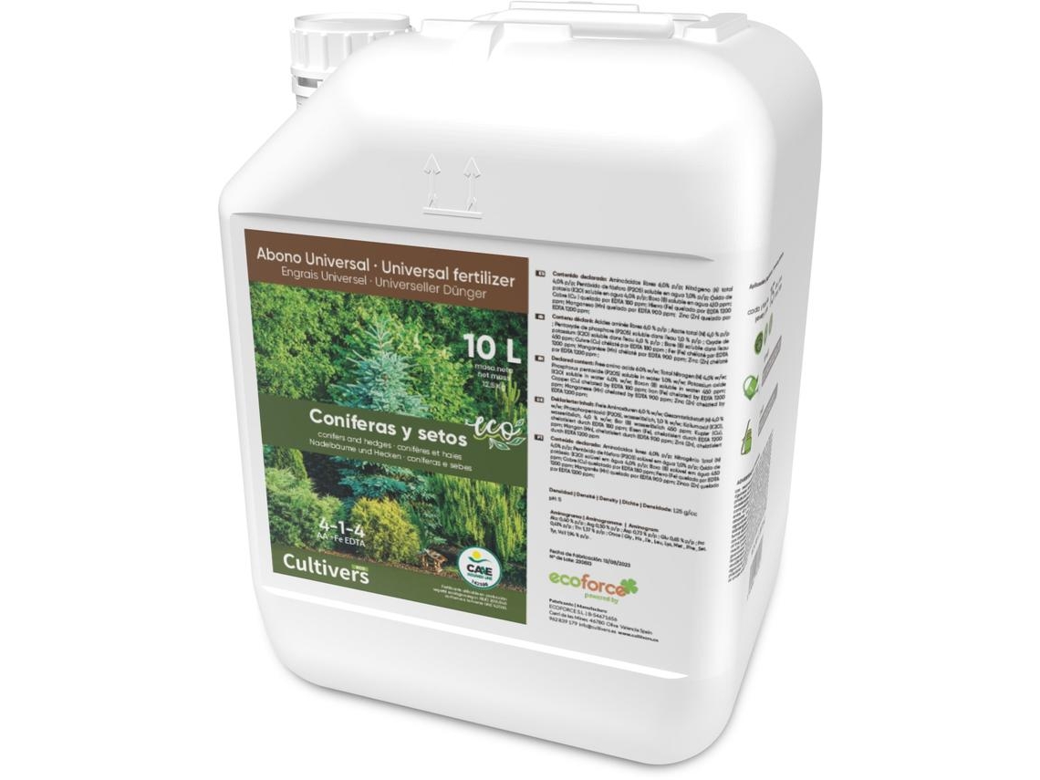 CULTIVERS Fertilizante Coníferas y Setos Ecológico 10 L Abono Líquido 100% Orgánico y Natural. Evita Enfermedades