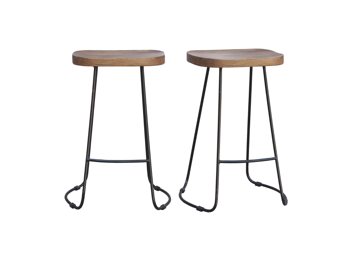 Bancos de bar em manga e metal 65 cm lote de 2 Runko MILIBOO