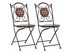 Sillas de bistró de mosaico, 2 piezas, cerámica marrón, DKD, decoración del hogar