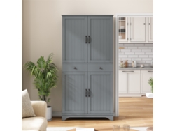 Armario Alto Con Estantes Y Cajones Ajustables, Ideal Para La Cocina, Color Gris.