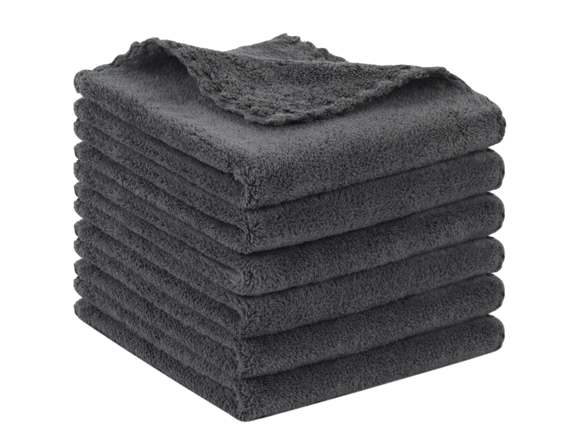 Juego de 6 toallas de baño para la cara, 30 cm x 30 cm, gris oscuro Tommy01